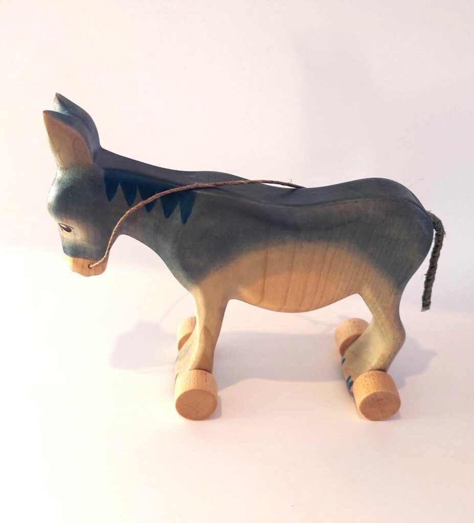 Bridled Donkey on Wheels Wood Toy